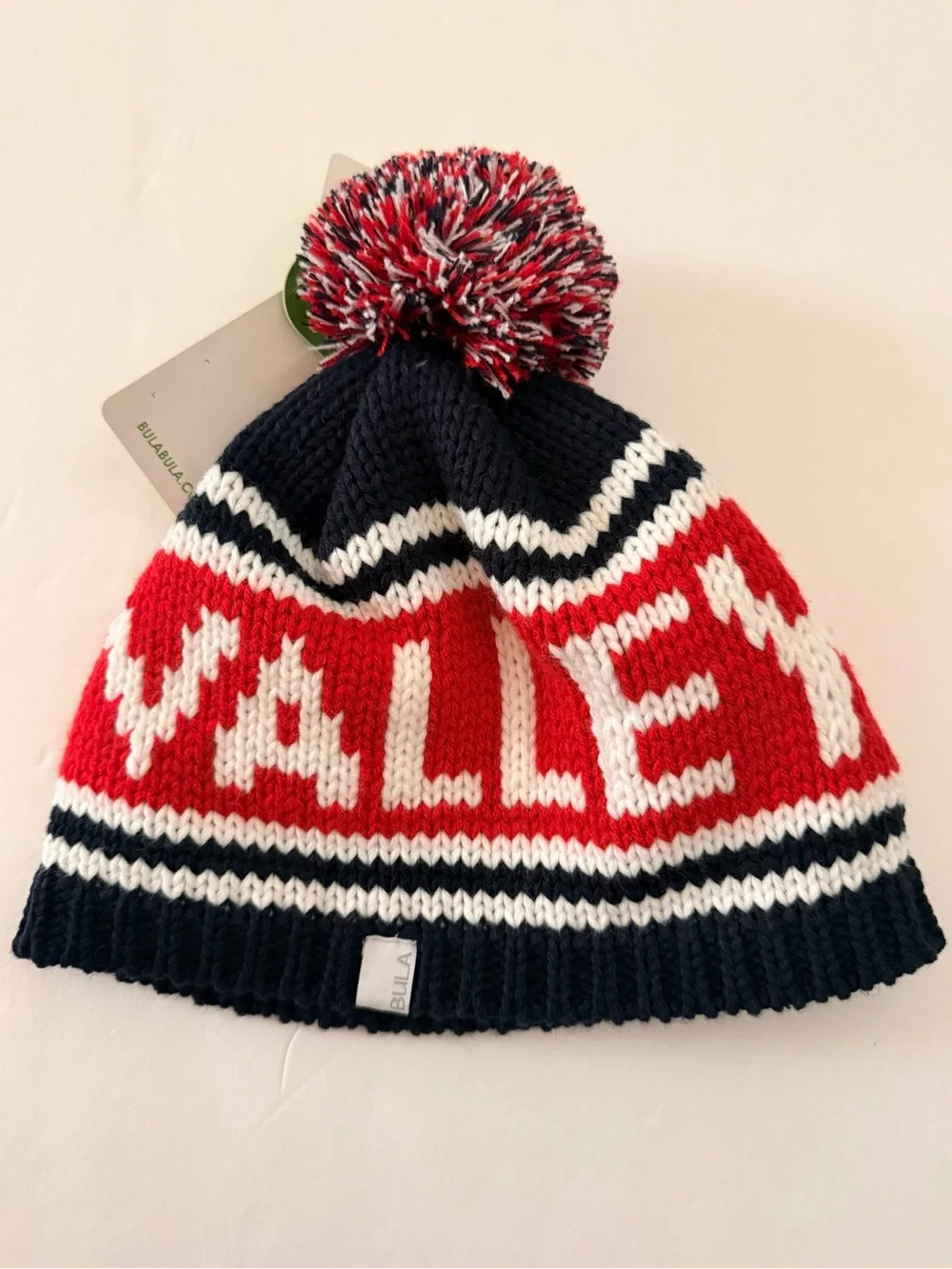 Bula Pom Pom Squaw Valley Tahoe Retro Fleece Lined Beanie NWT